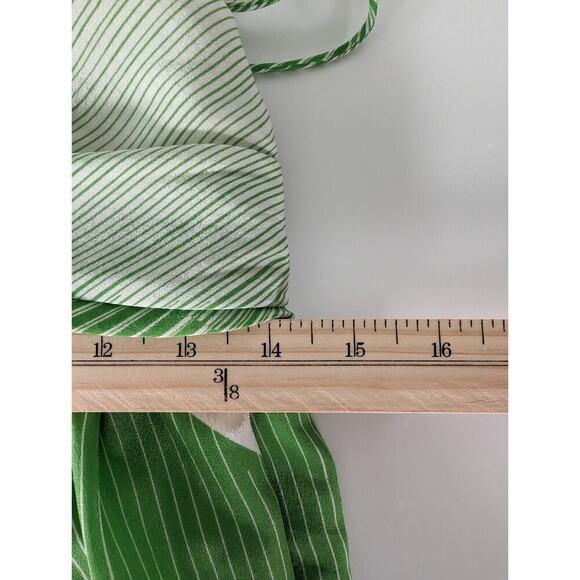 Alice + Olivia Green And White Ombre Silk Ruched Empire Swing Halter TOP Size S - Picture 13 of 14